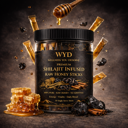 WYD Premium Shilajit Infused Raw Honey Sticks — Energy & Vitality (30 Pack)